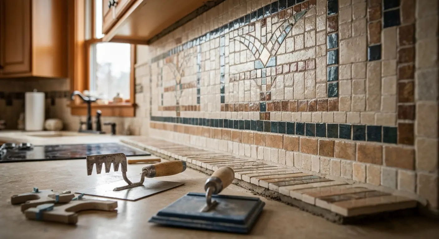 Custom mosaic backsplash