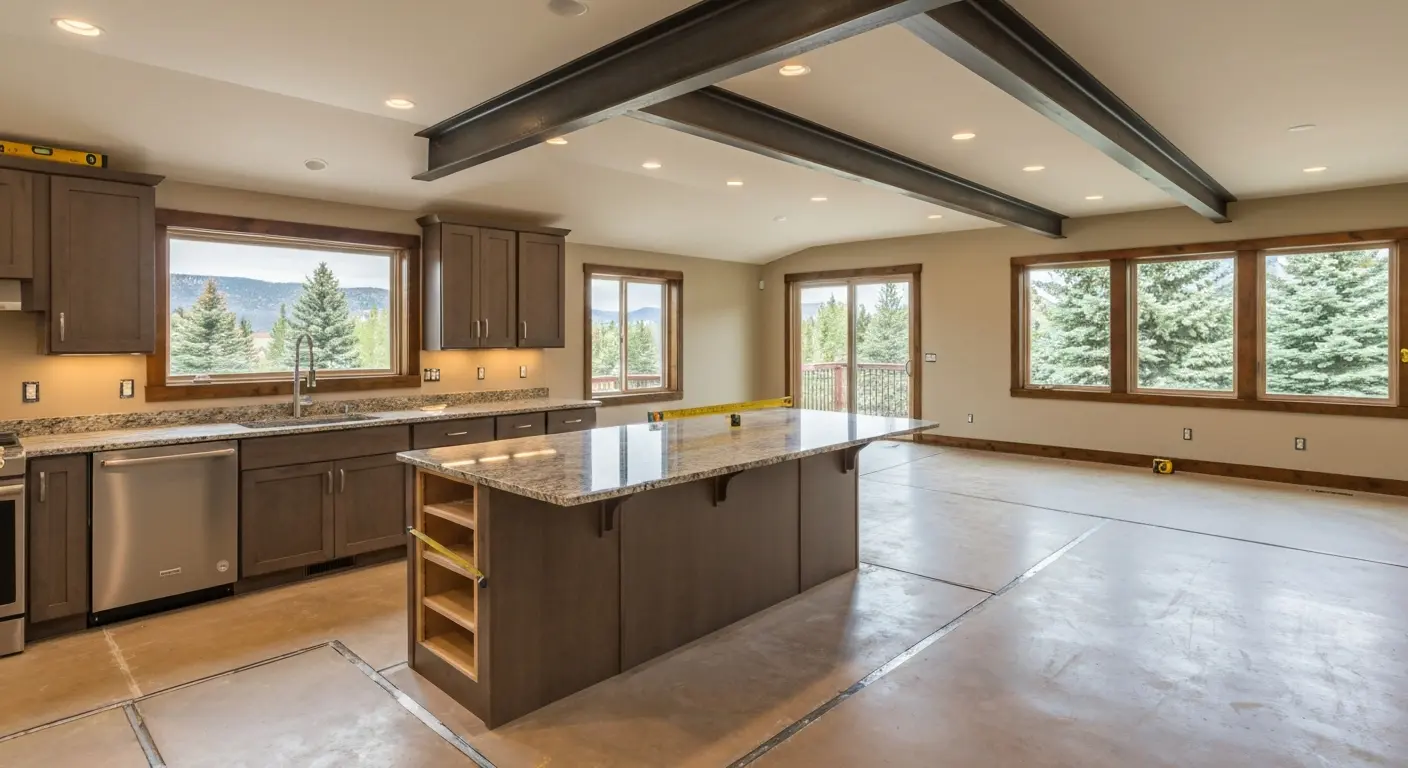 Open concept kitchen and living area