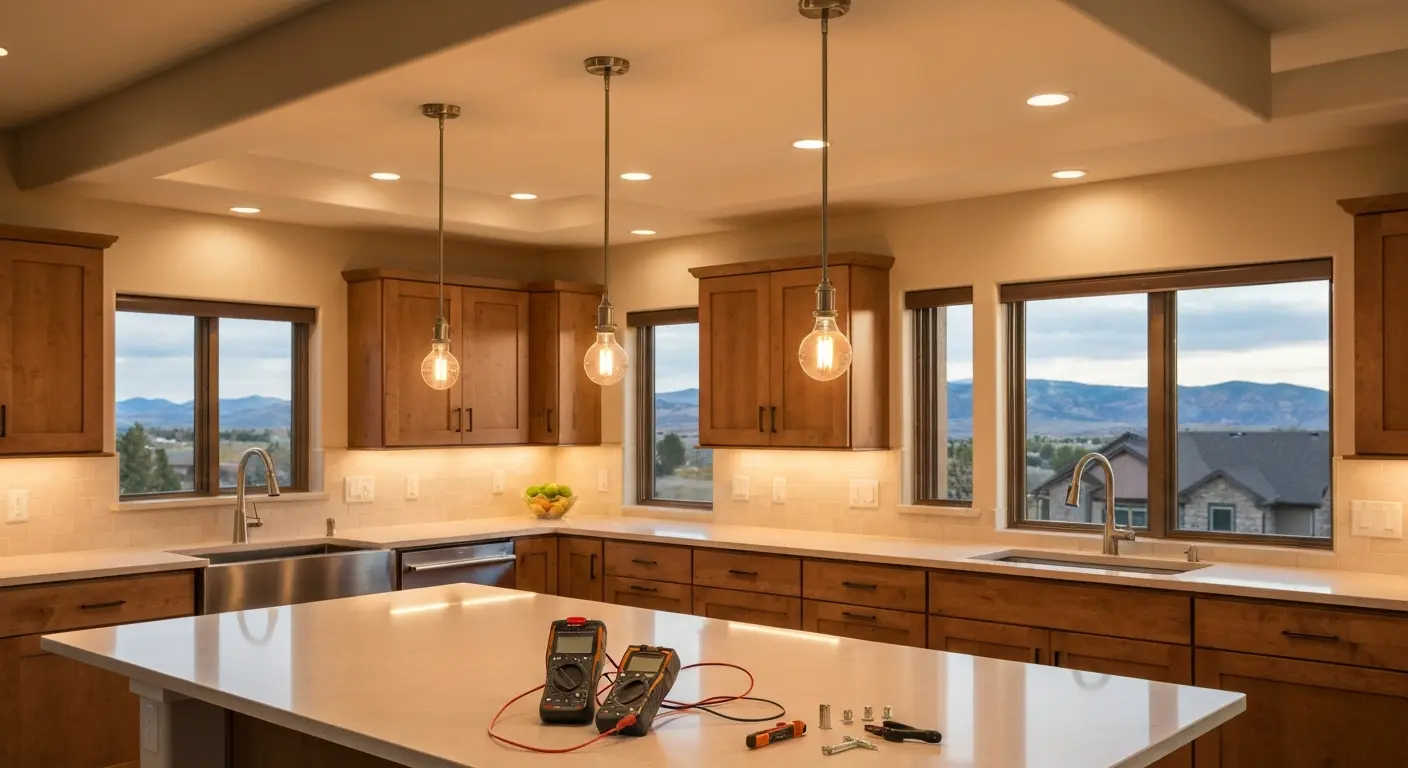 Kitchen lighting pendants and recessed fixtures