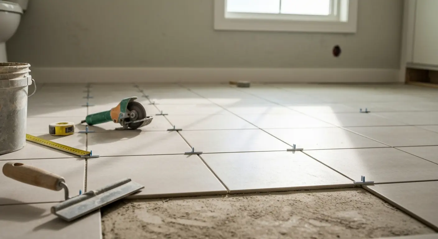 Tile bathroom flooring installation