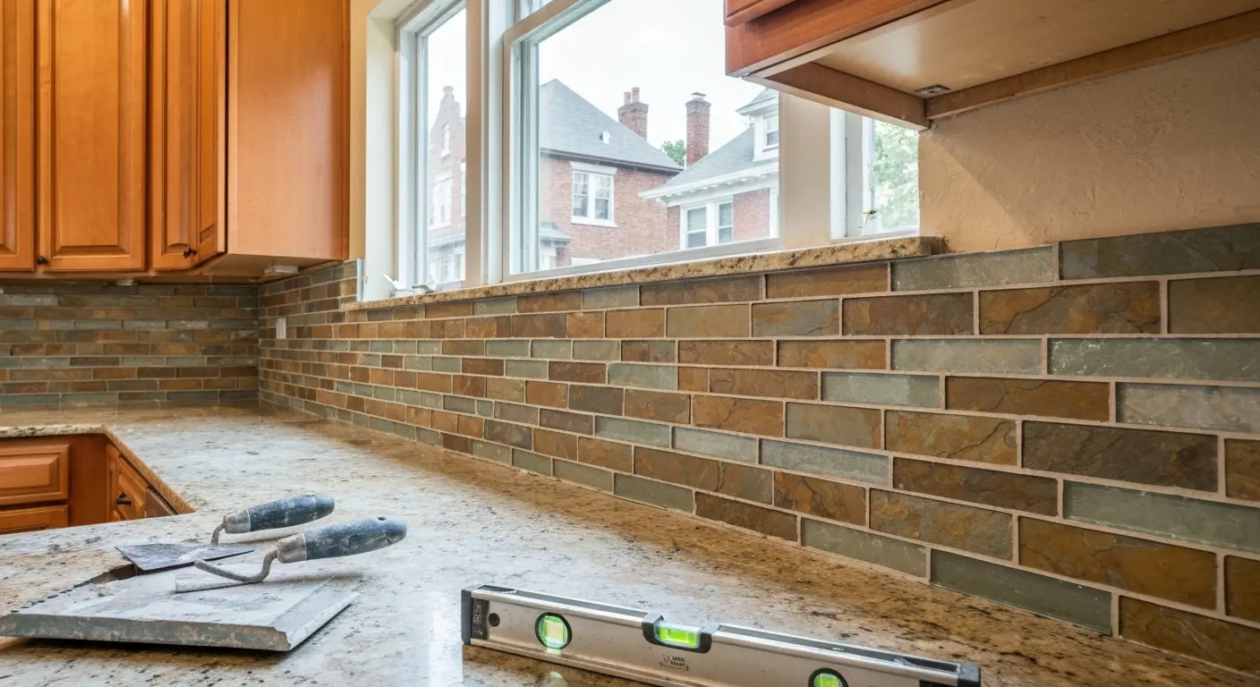 Natural stone backsplash design