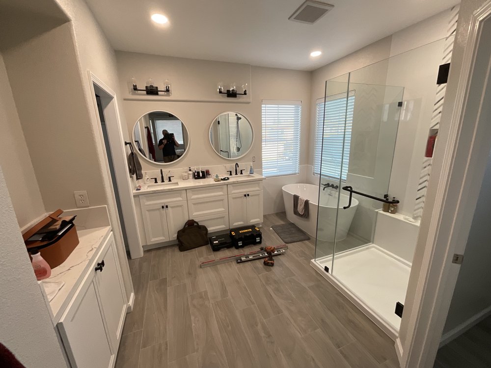 Completed walk-in shower remodeling project