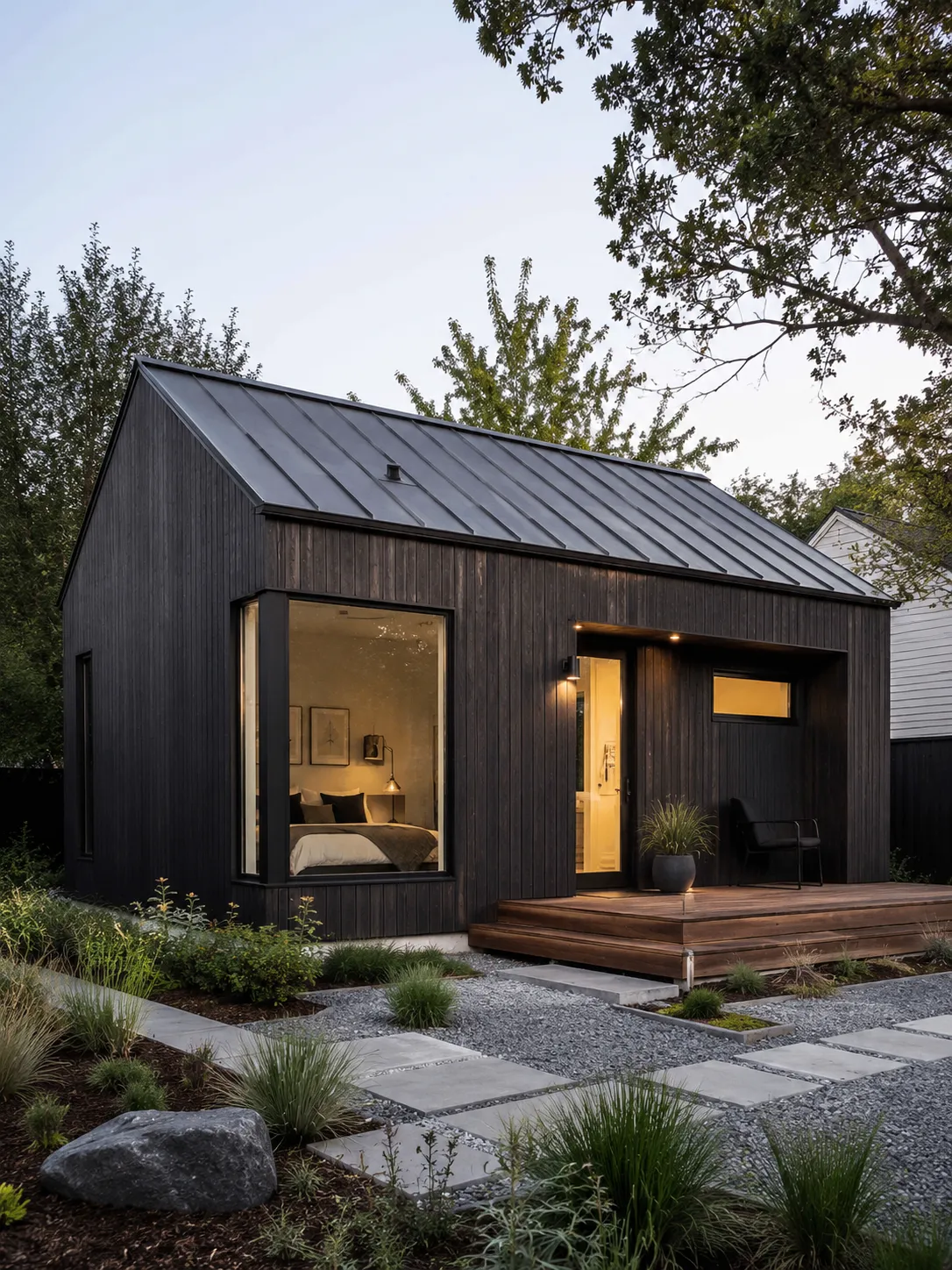 Cozy Accessory Dwelling Unit (ADU) bedroom with platform bed and natural light
