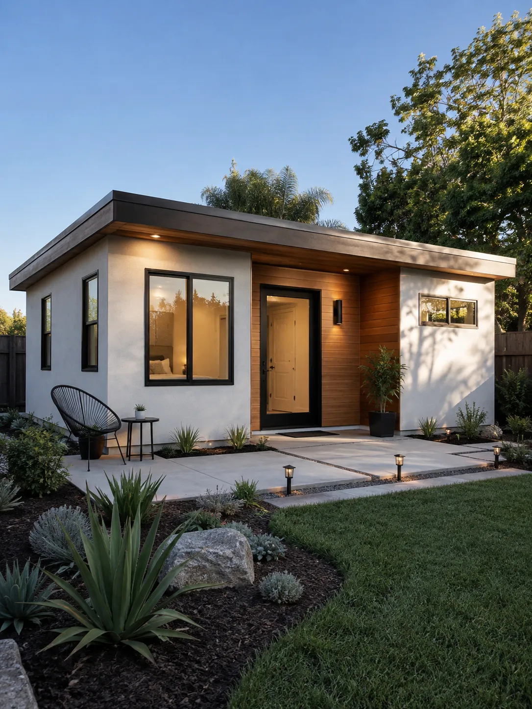 Compact modern Accessory Dwelling Unit (ADU) kitchen with quartz countertops