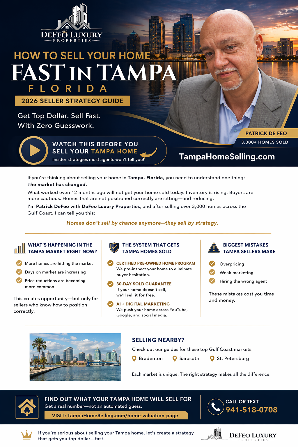 Complete Tampa Florida home selling guide for 2026 showing how to price, market, and sell your home fast using proven real estate strategies by Patrick DeFeo Complete Tampa Florida home selling guide for 2026 showing how to price, market, and sell your home fast using proven real estate strategies by Patrick DeFeo