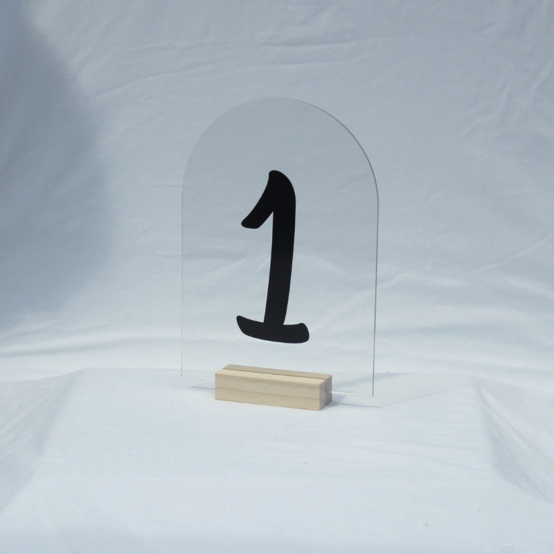 Black modern table numbers with curved edge design for monochrome Bay of Islands weddings