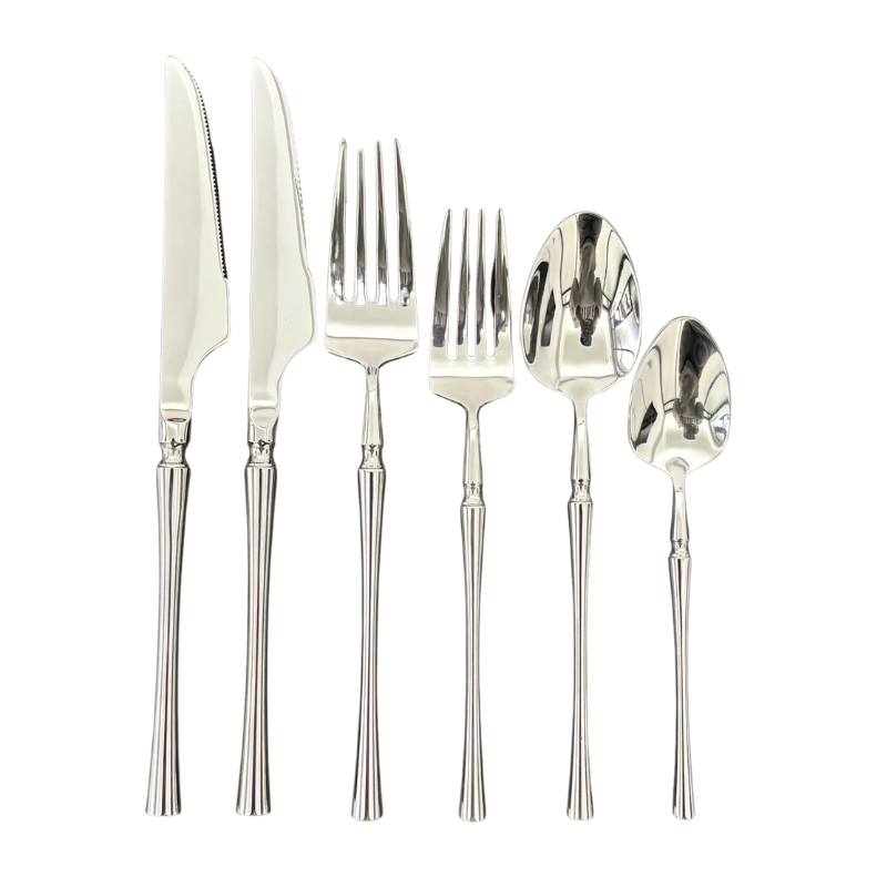 Modern silver cutlery for wedding table settings in Bay of Islands event hire collection