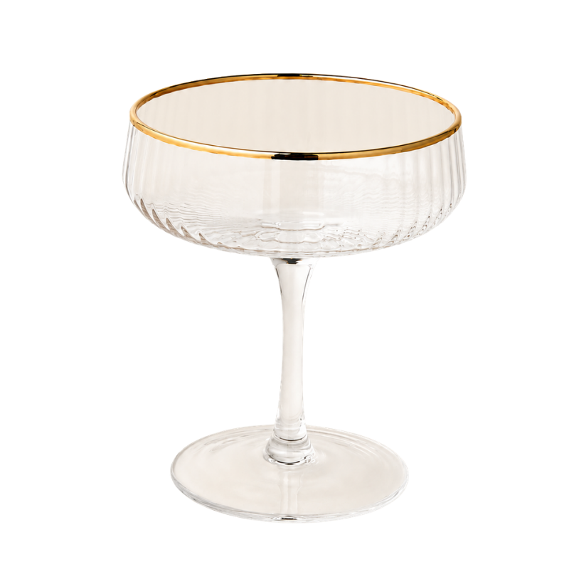 Gold Rim Champagne glass wedding & event hire