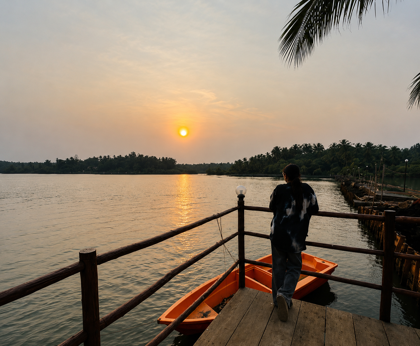 A child by the Korapuzha at sunset