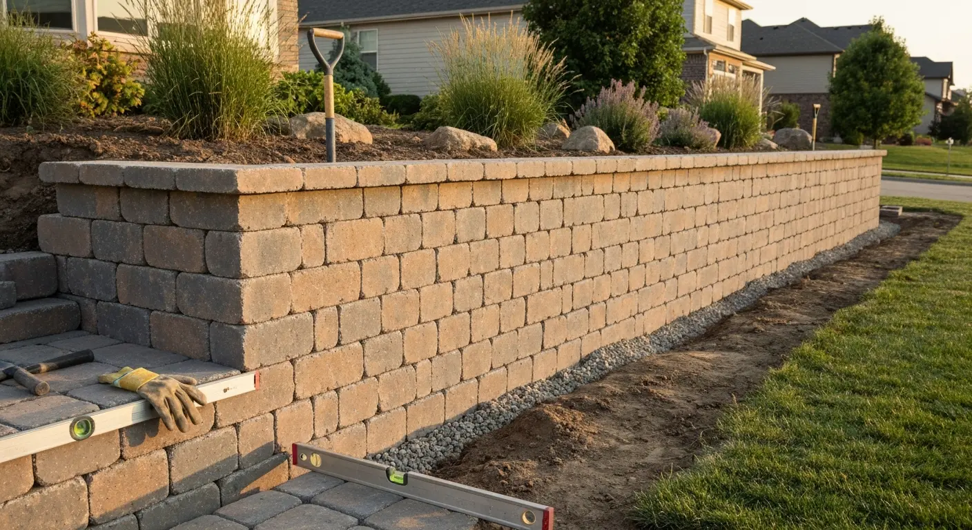 Paver retaining wall construction