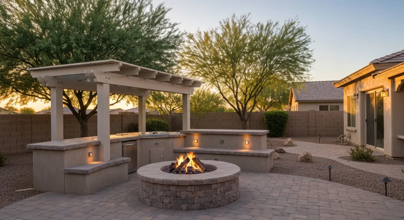 Outdoor kitchen and fire pit