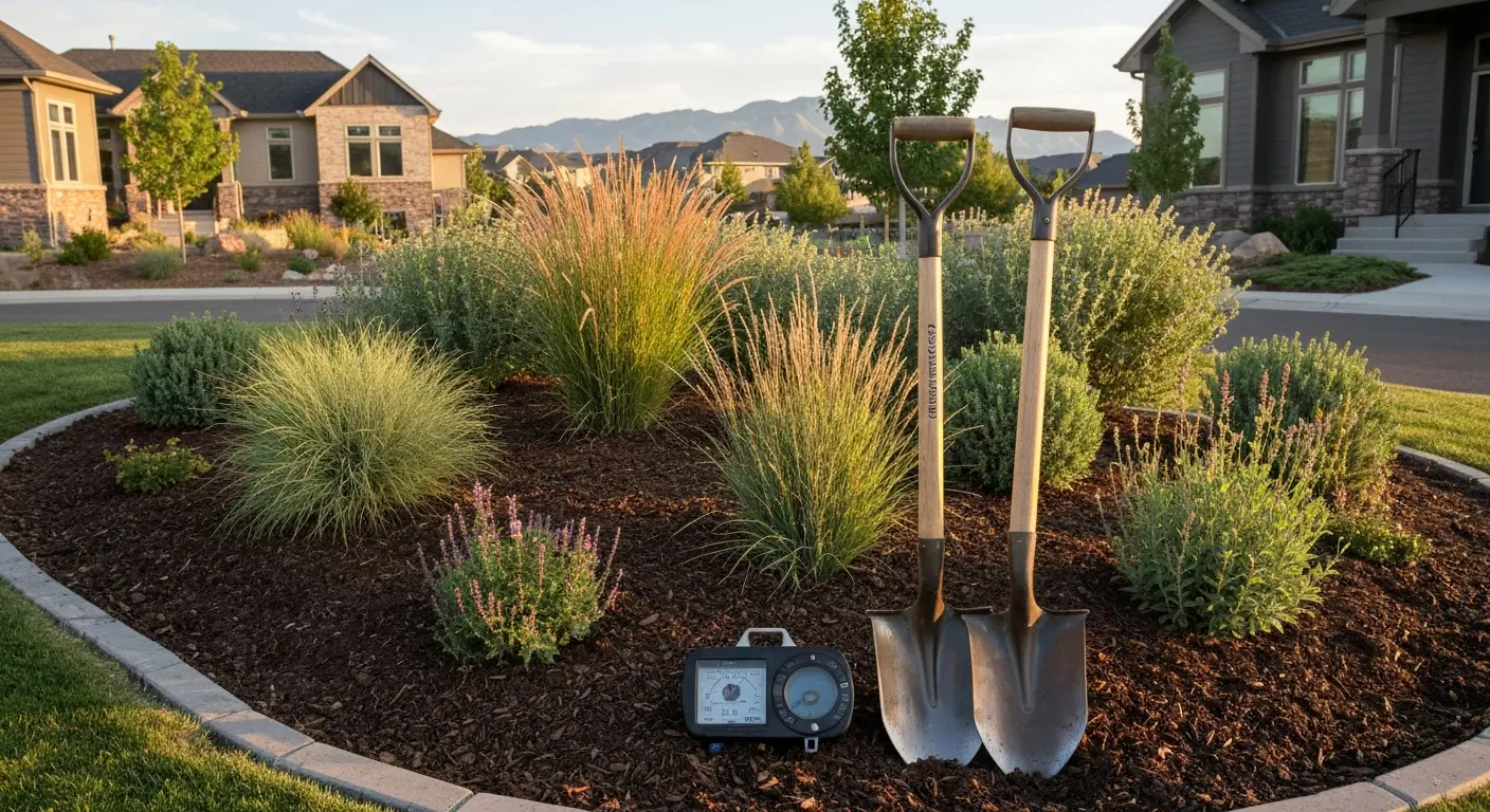 Landscape design with planting beds