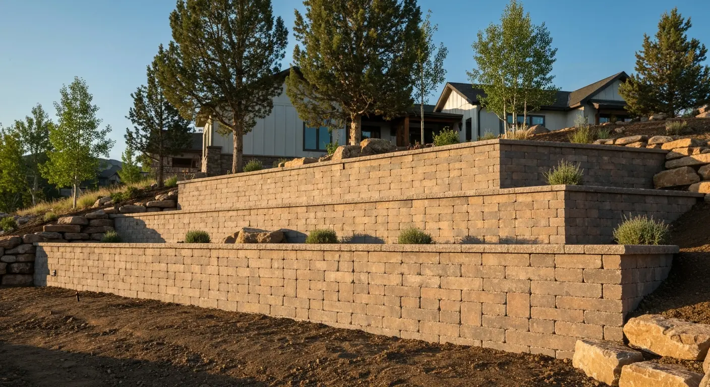 Terraced retaining wall