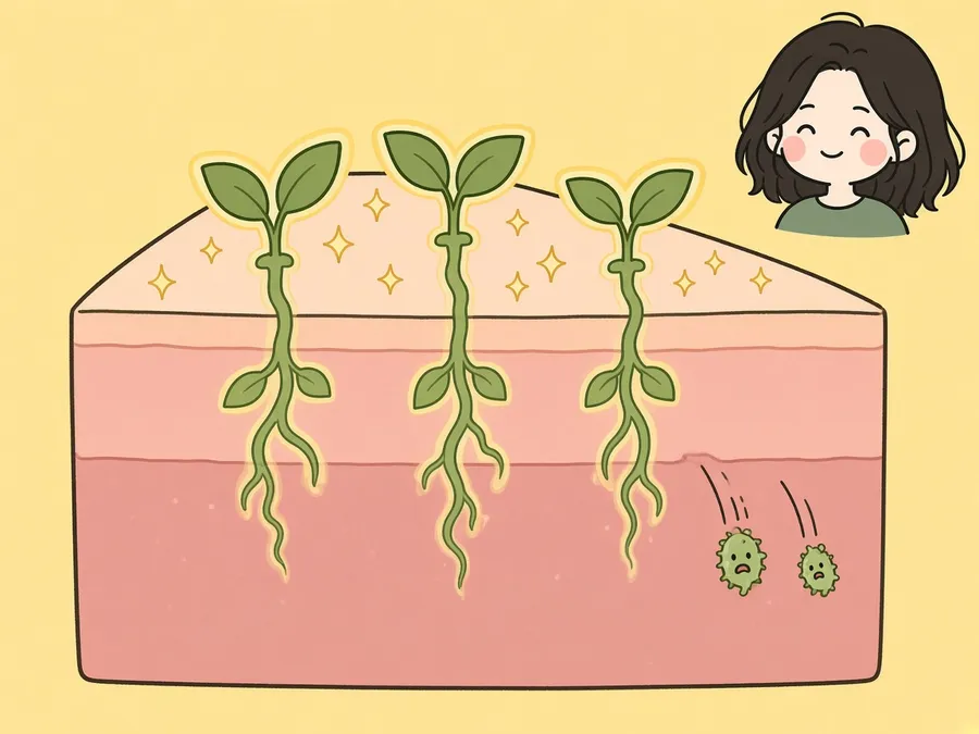 Illustration: natural formula reaches underneath and the skin starts to improve