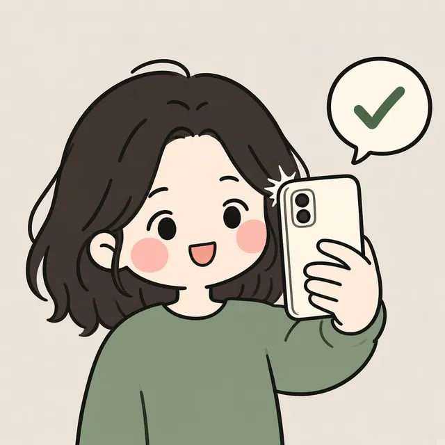 Illustration: sending details from her phone