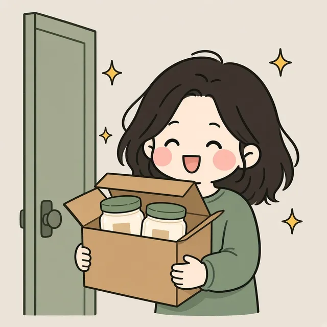 Illustration: opening her first formula parcel