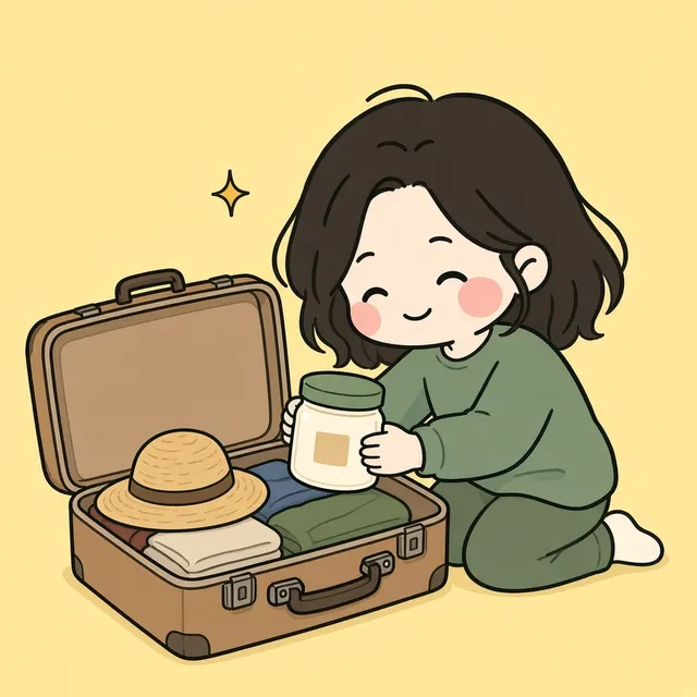Illustration: packing her formula for travel