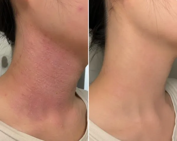 Rachel's neck, before and after: eczema calmed