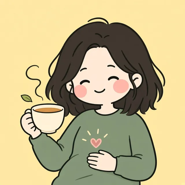 Illustration: sipping tea, happy tummy