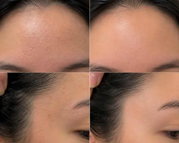 Sze Ting's forehead, before and after: texture smoothed