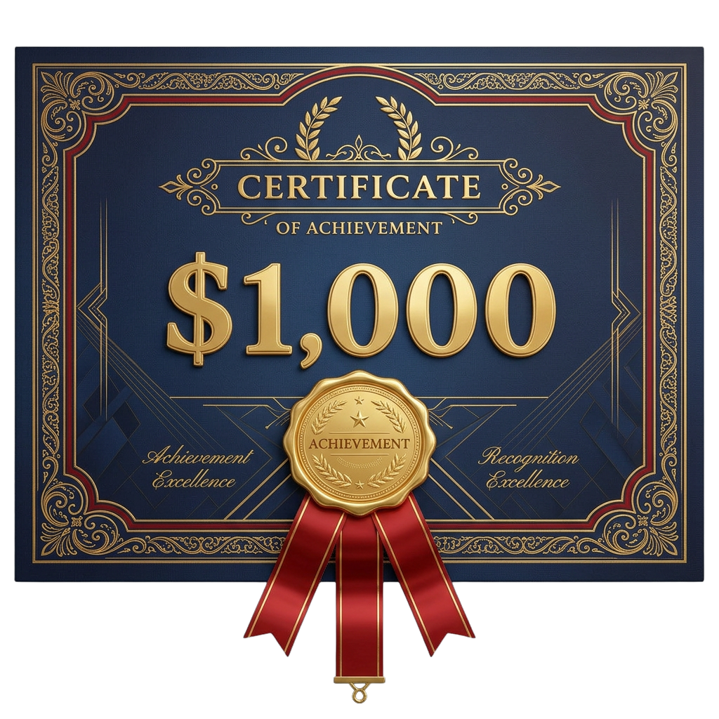 شهادة تحقيق أول 1,000 دولار