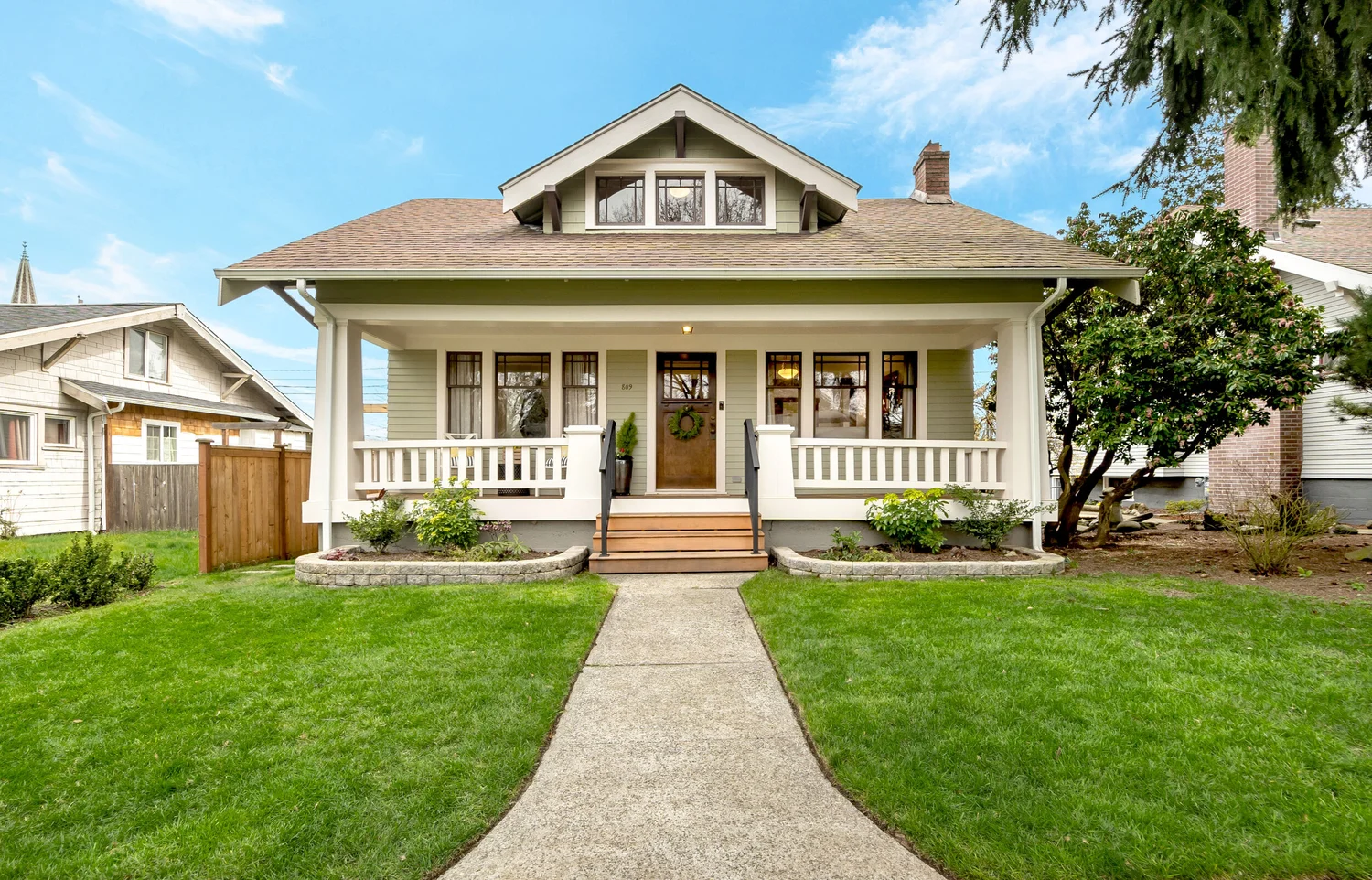 Craftsman-style homes typical of Tacoma neighborhoods in the Puget Sound region.