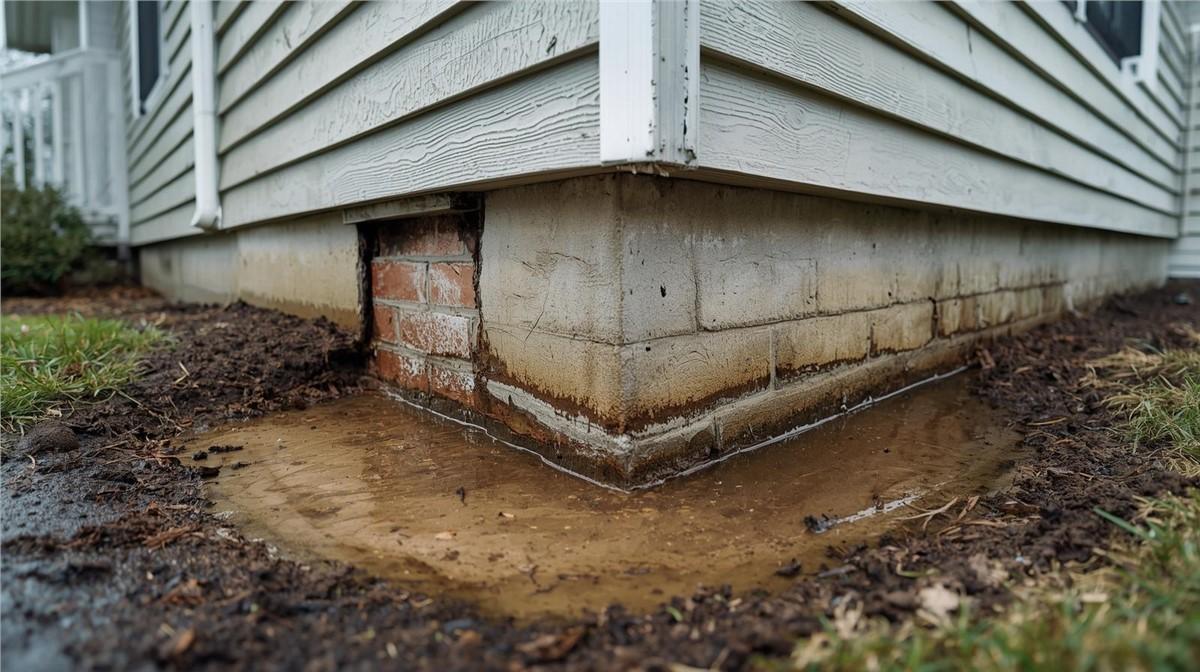 damp crawl space with exposed soil and wood beams Tacoma home