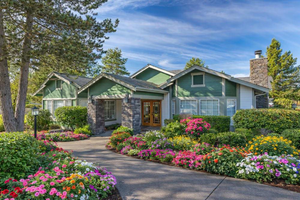 landscaped flower garden beside a residential home
