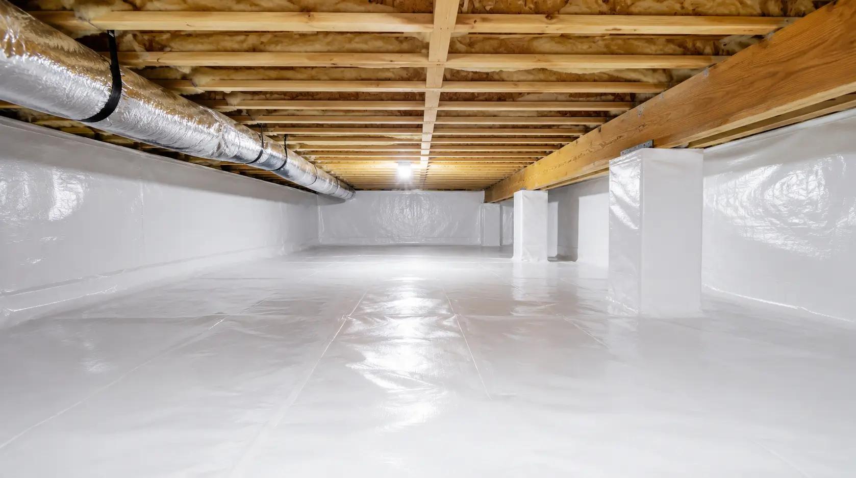 crawl space with clean vapor barrier and stable conditions