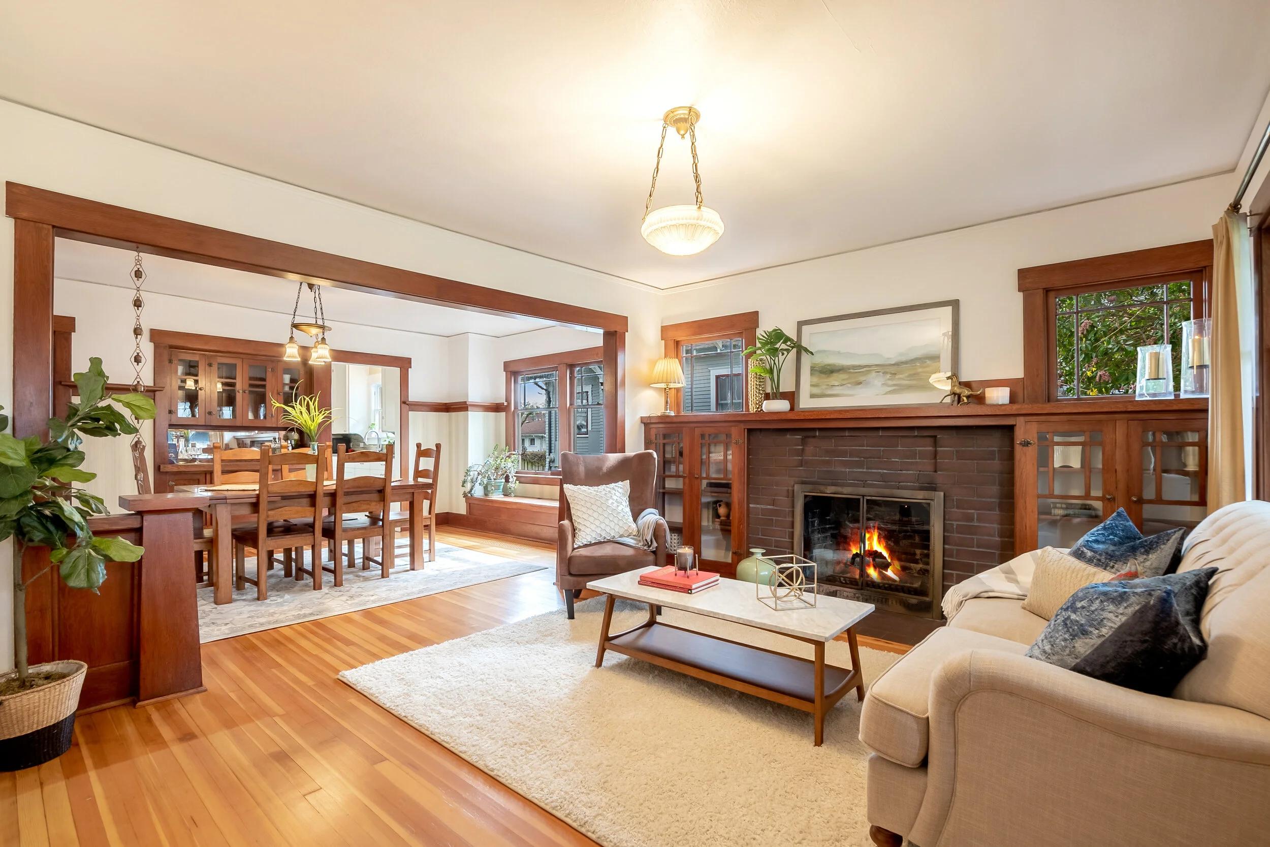 Updated living room in an older home above a crawl space that has changed along with the house.