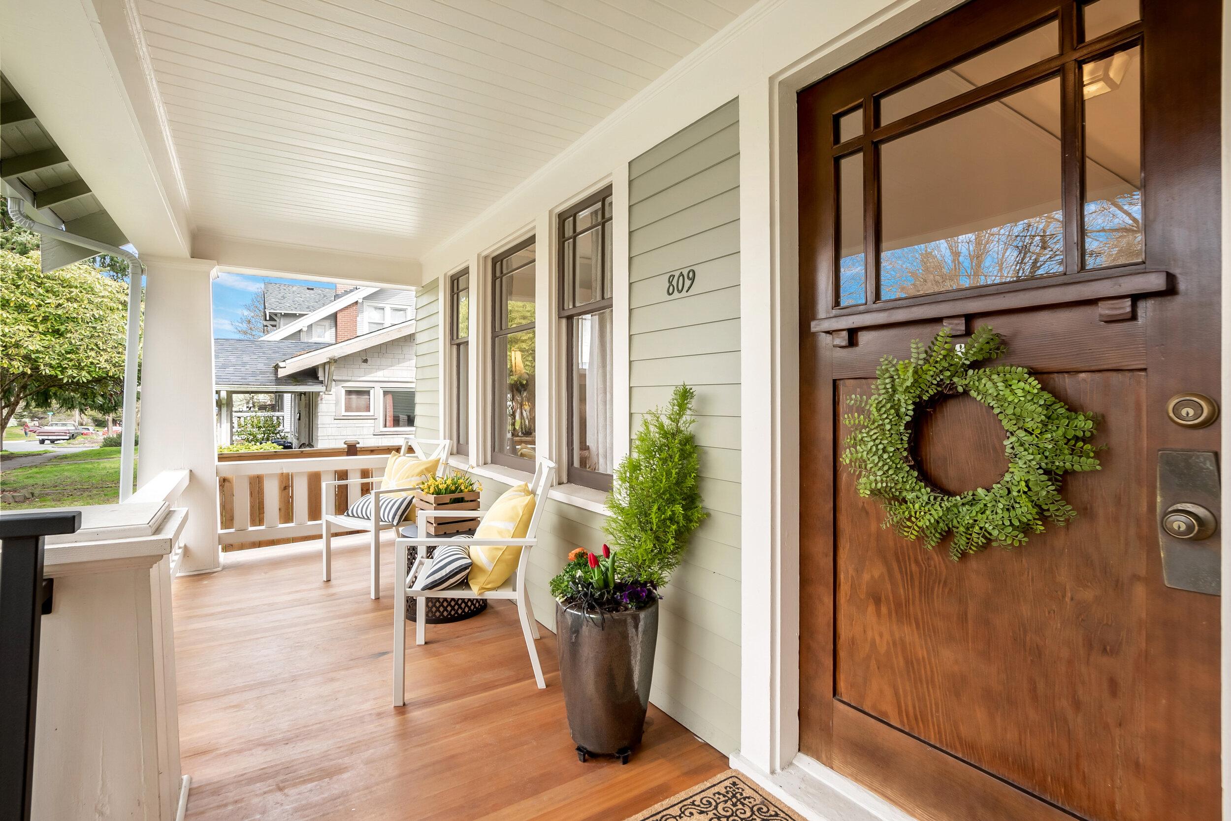 Exterior doorway of a Tacoma home during the fall season.