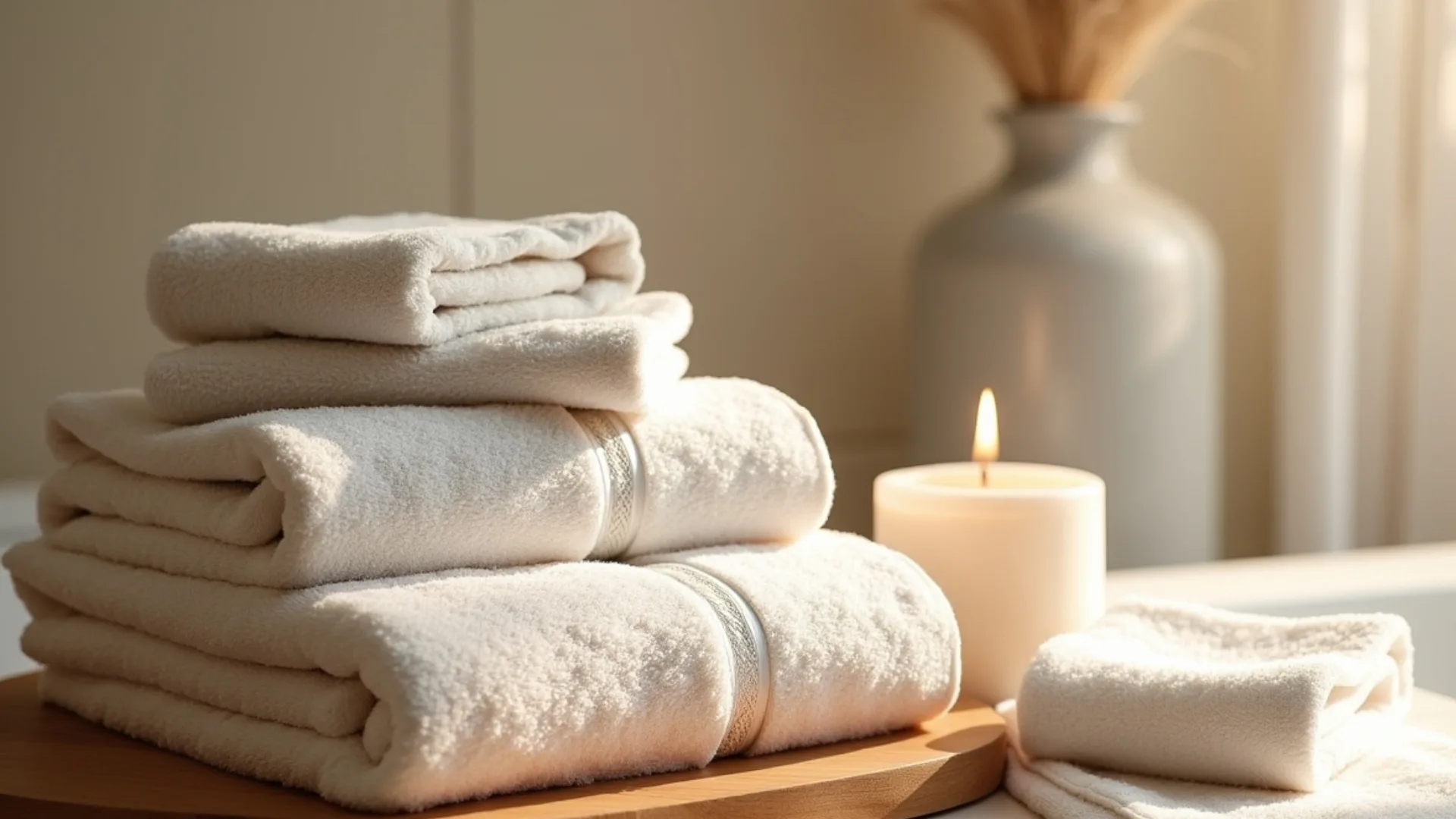 Fresh towels and a candle in the treatment room