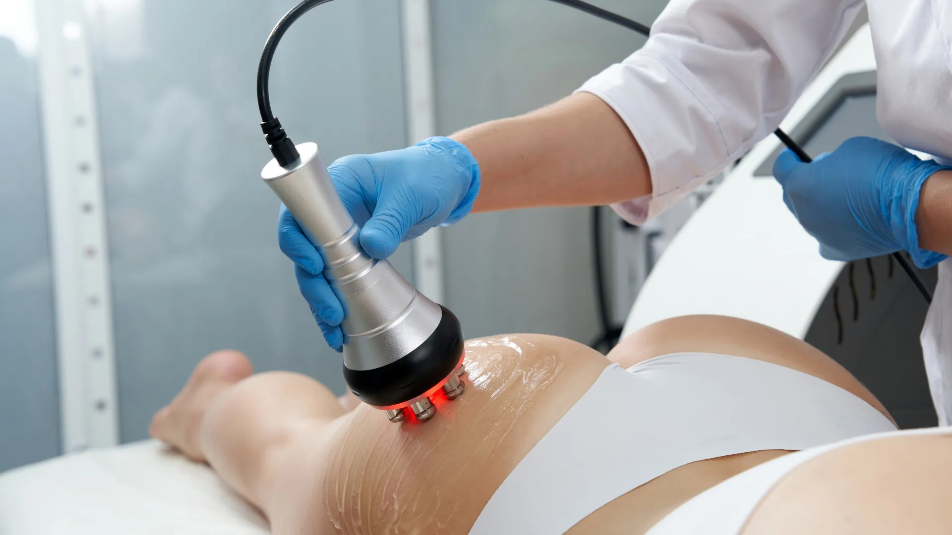 Body contouring device treatment on the abdomen
