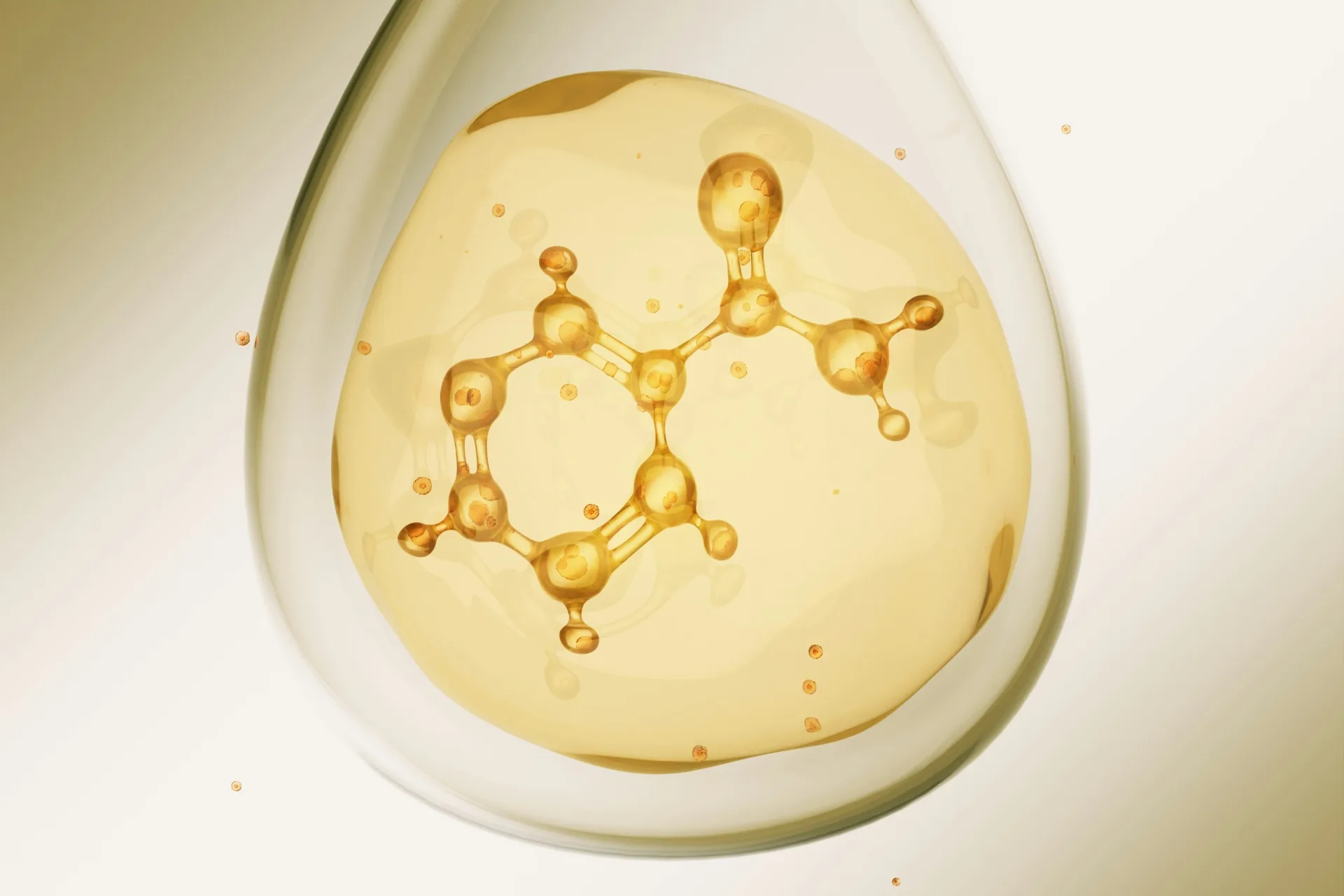 Golden molecular structure representing cellular energy
