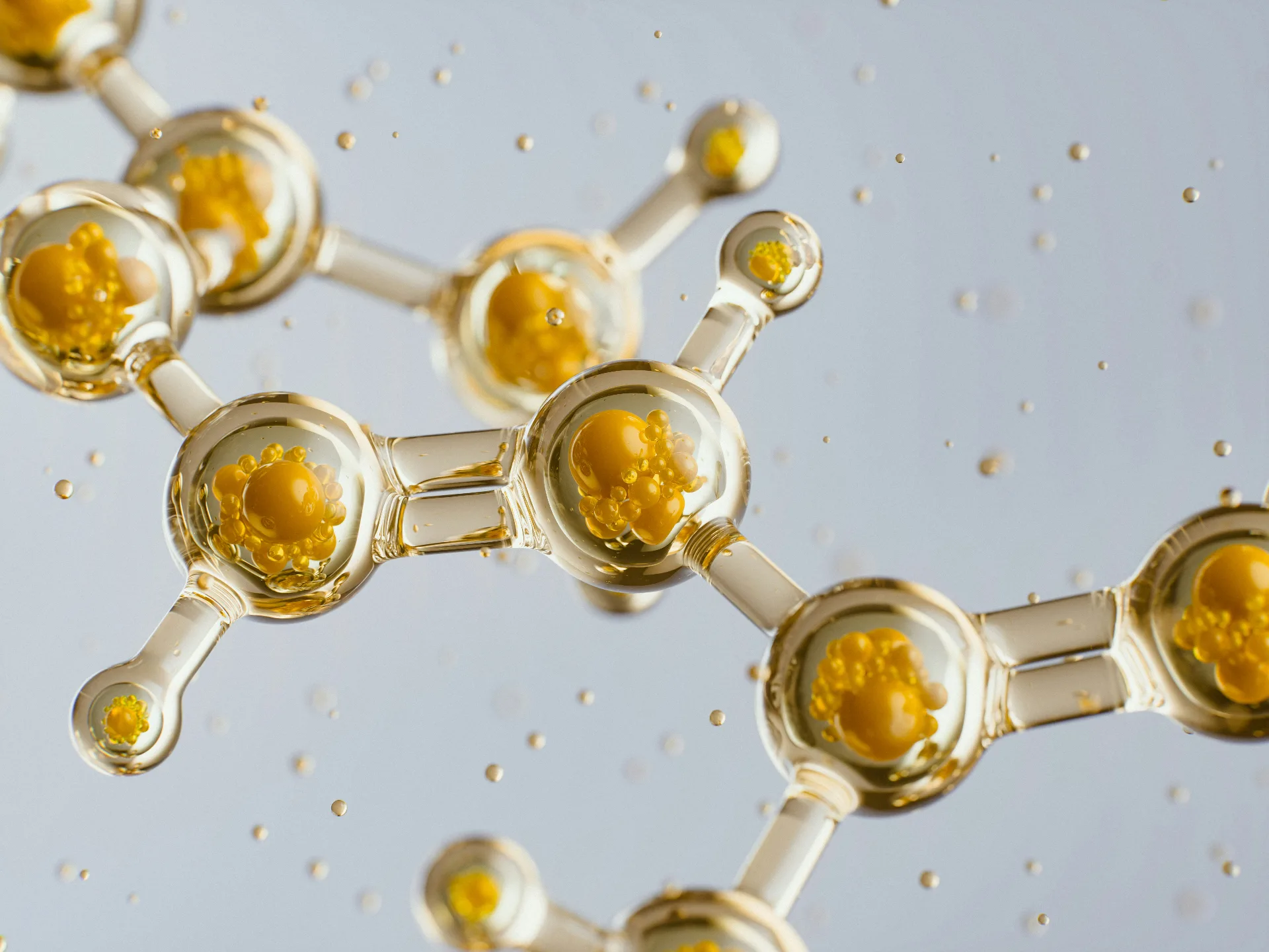 Golden molecular structure representing antioxidant support