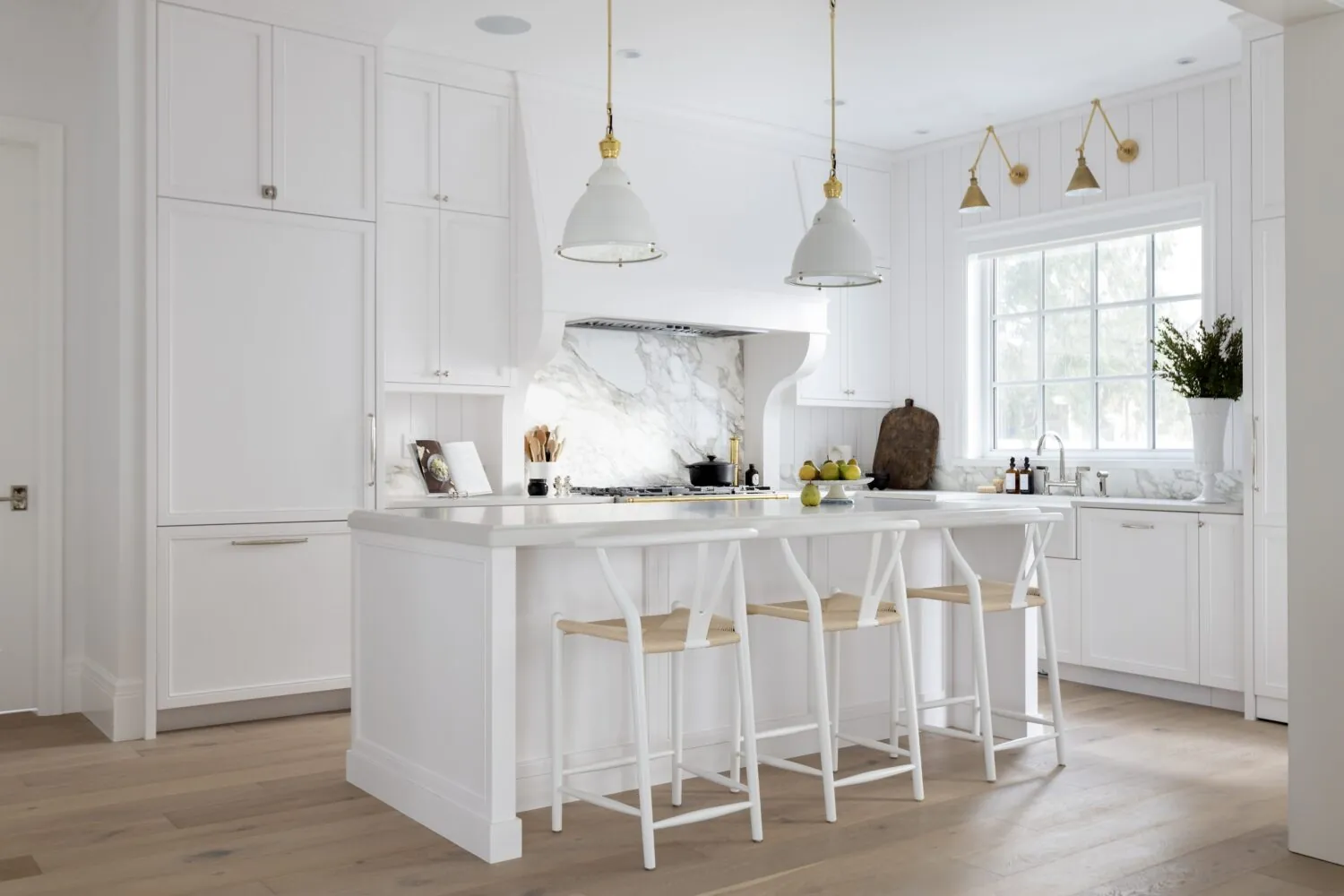 White kitchen cabinet painting in the Bartlett custom home in Langley, BC by Shaan Painting