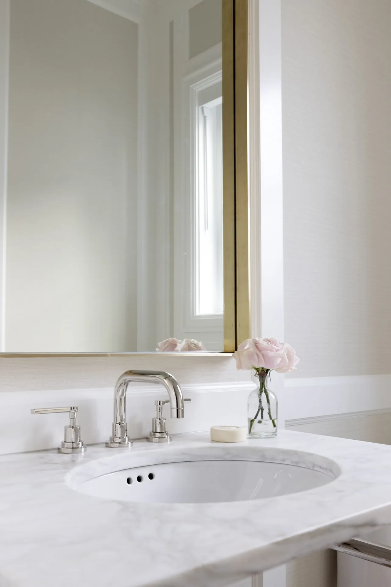 Powder room vanity interior painting in the Bartlett custom home, Langley