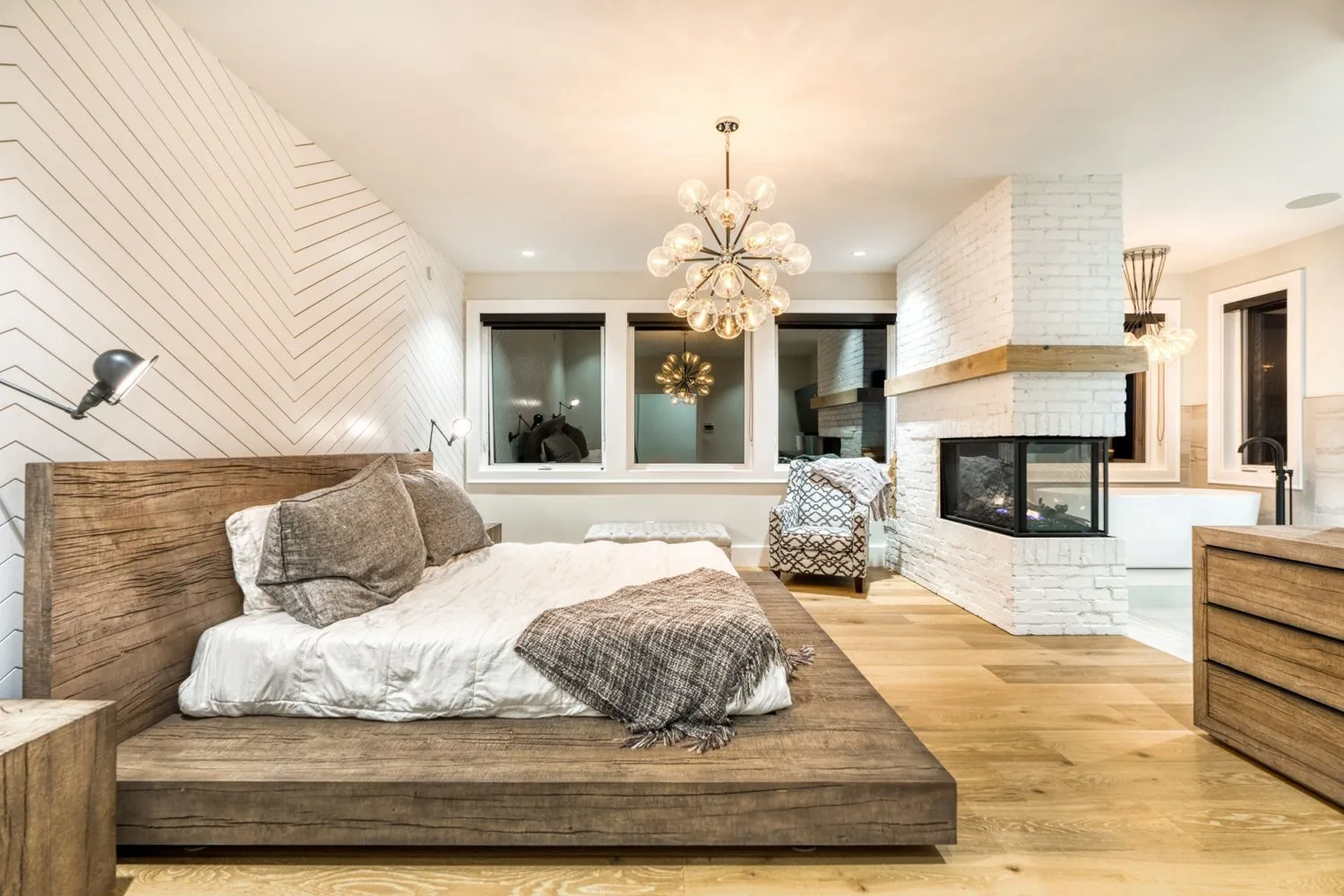 Bedroom feature wall painting in the Palm custom home