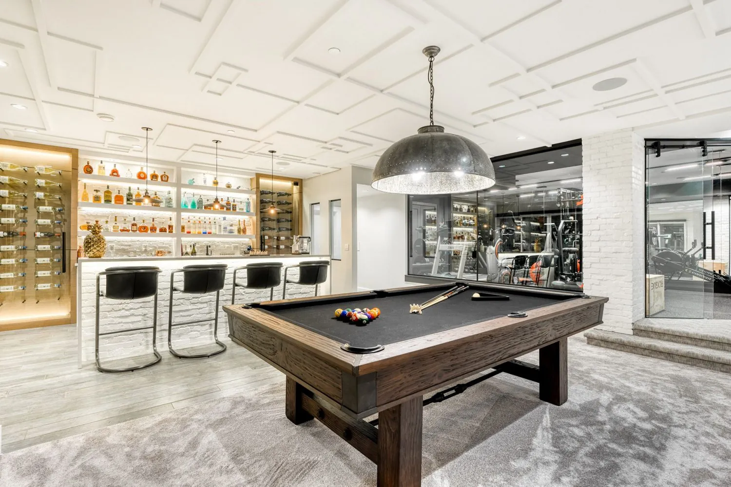 Basement bar and games room interior painting in the Palm custom home