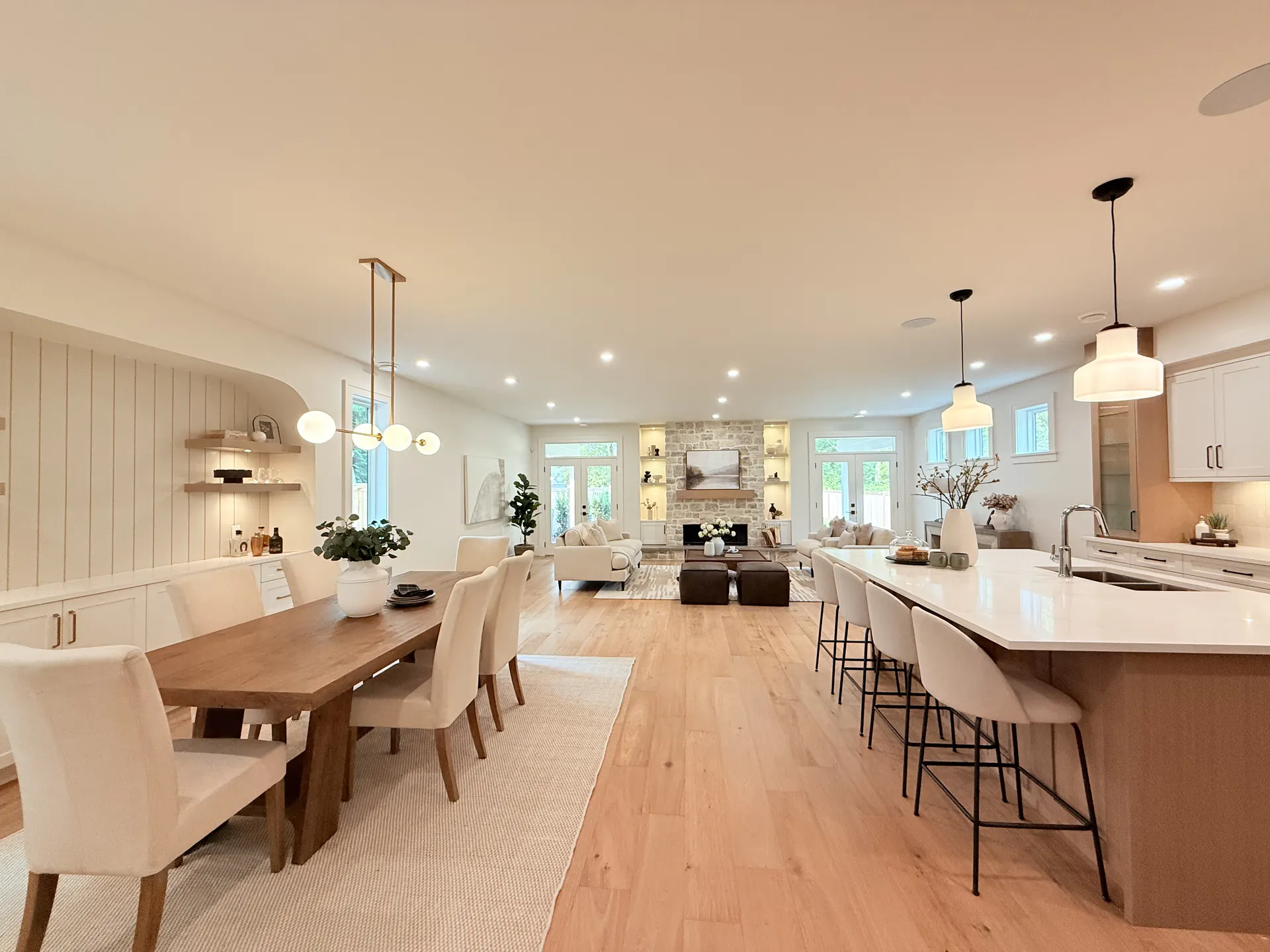 Open-plan kitchen and dining room interior painting by Shaan Painting
