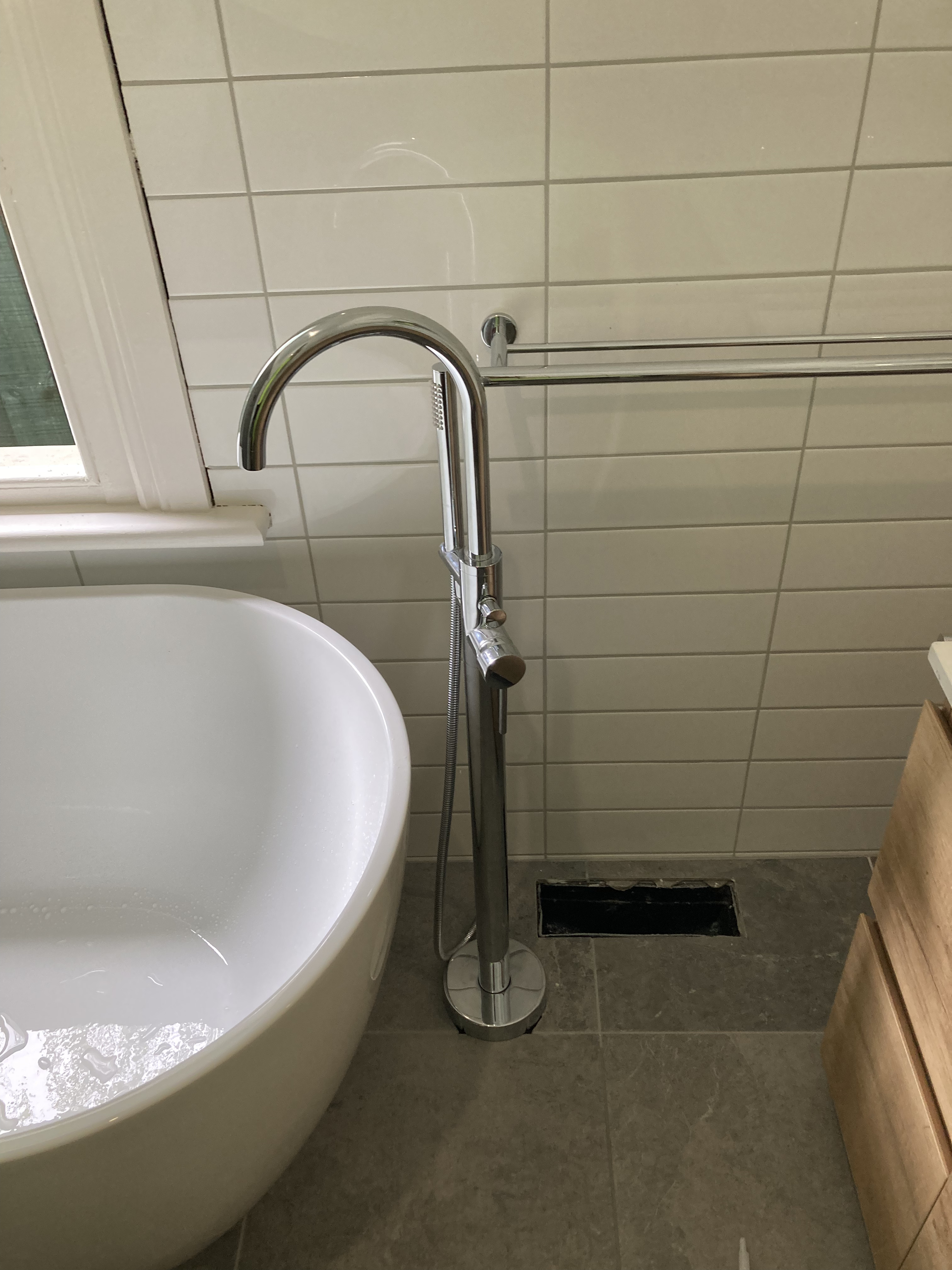 Freestanding Bath & Timber Vanity Retreat photo 2
