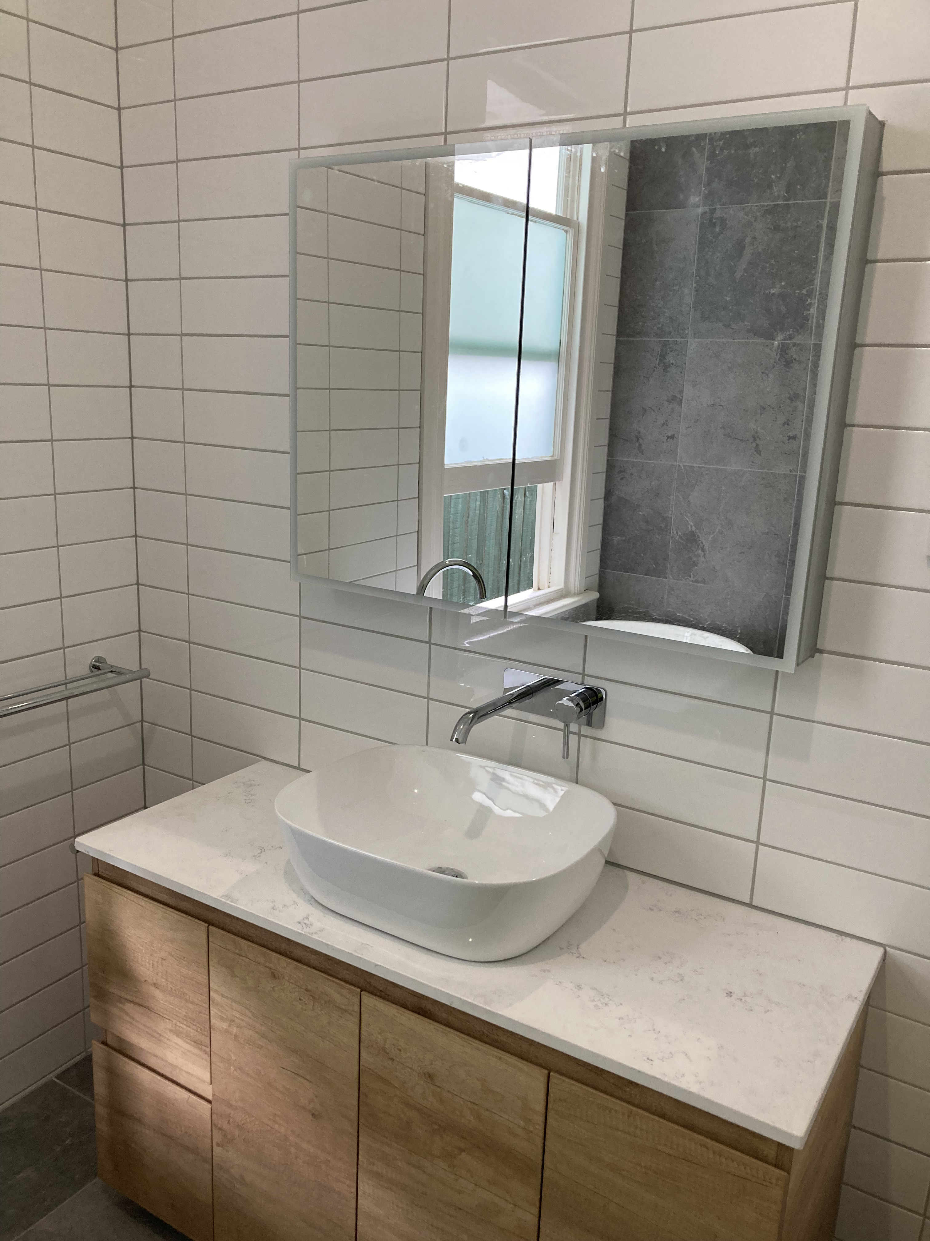 Freestanding Bath & Timber Vanity Retreat photo 4