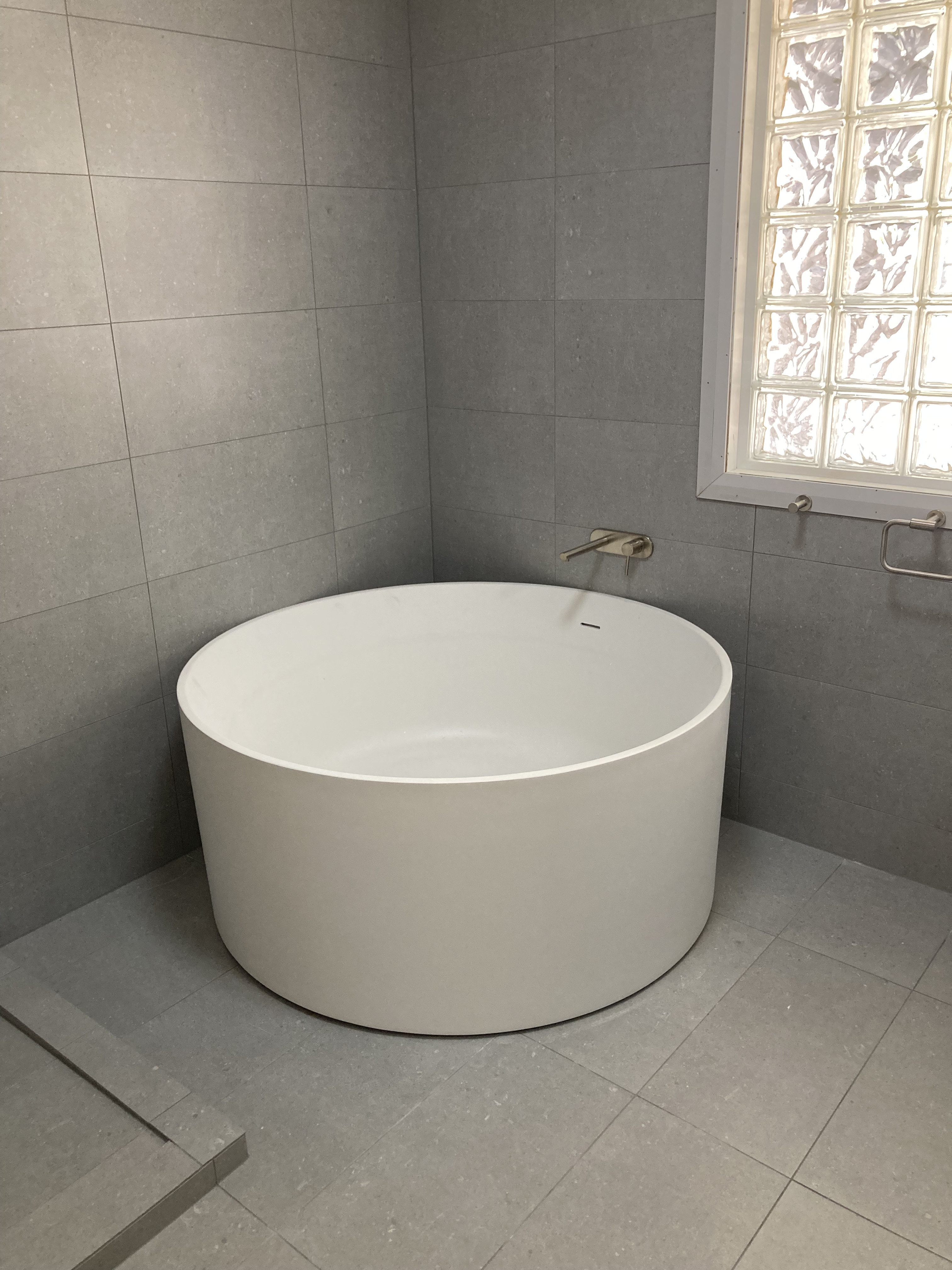 Brushed Brass Round Tub Bathroom