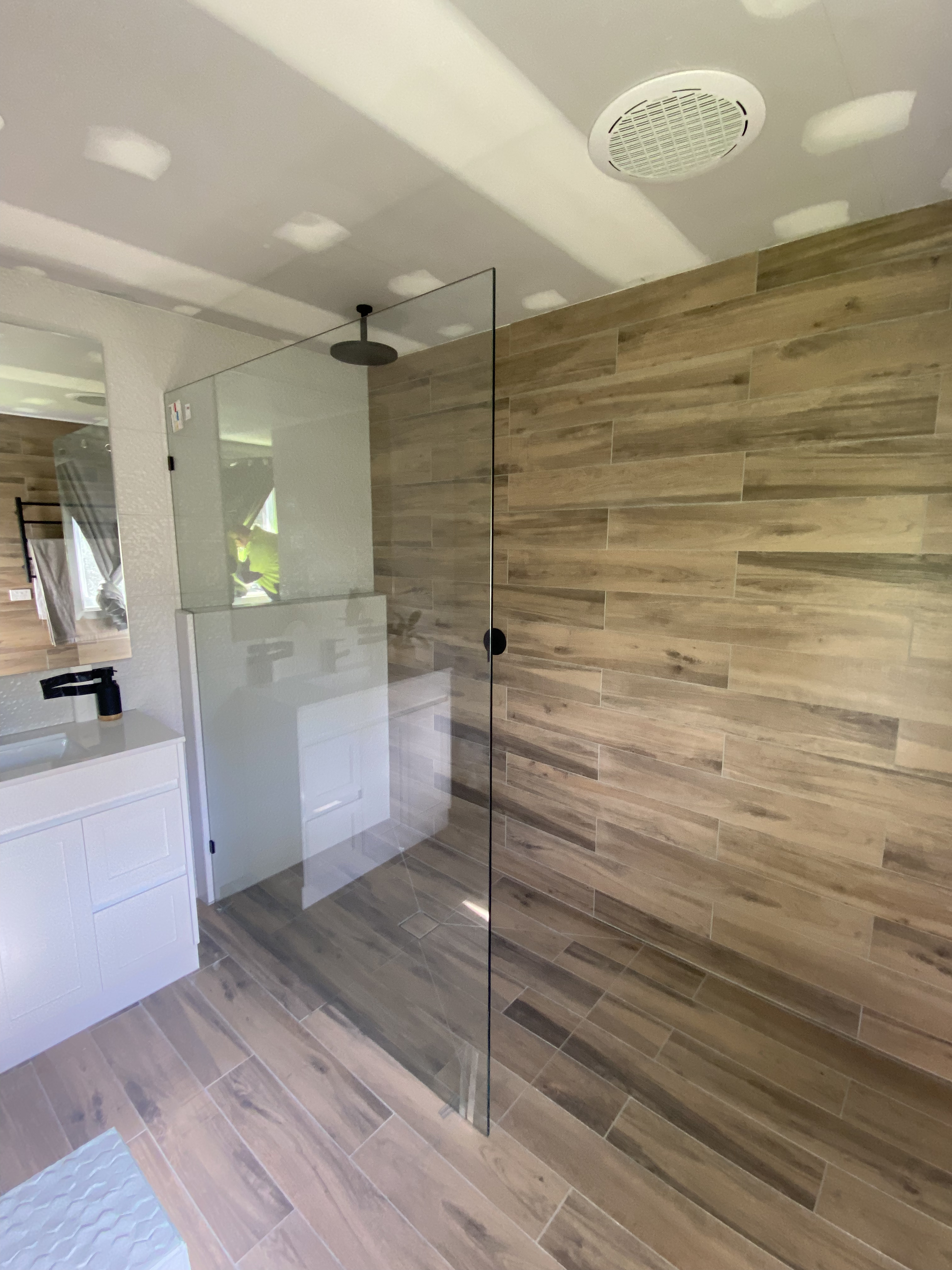 Timber-Look Walk-In Shower Bathroom photo 4