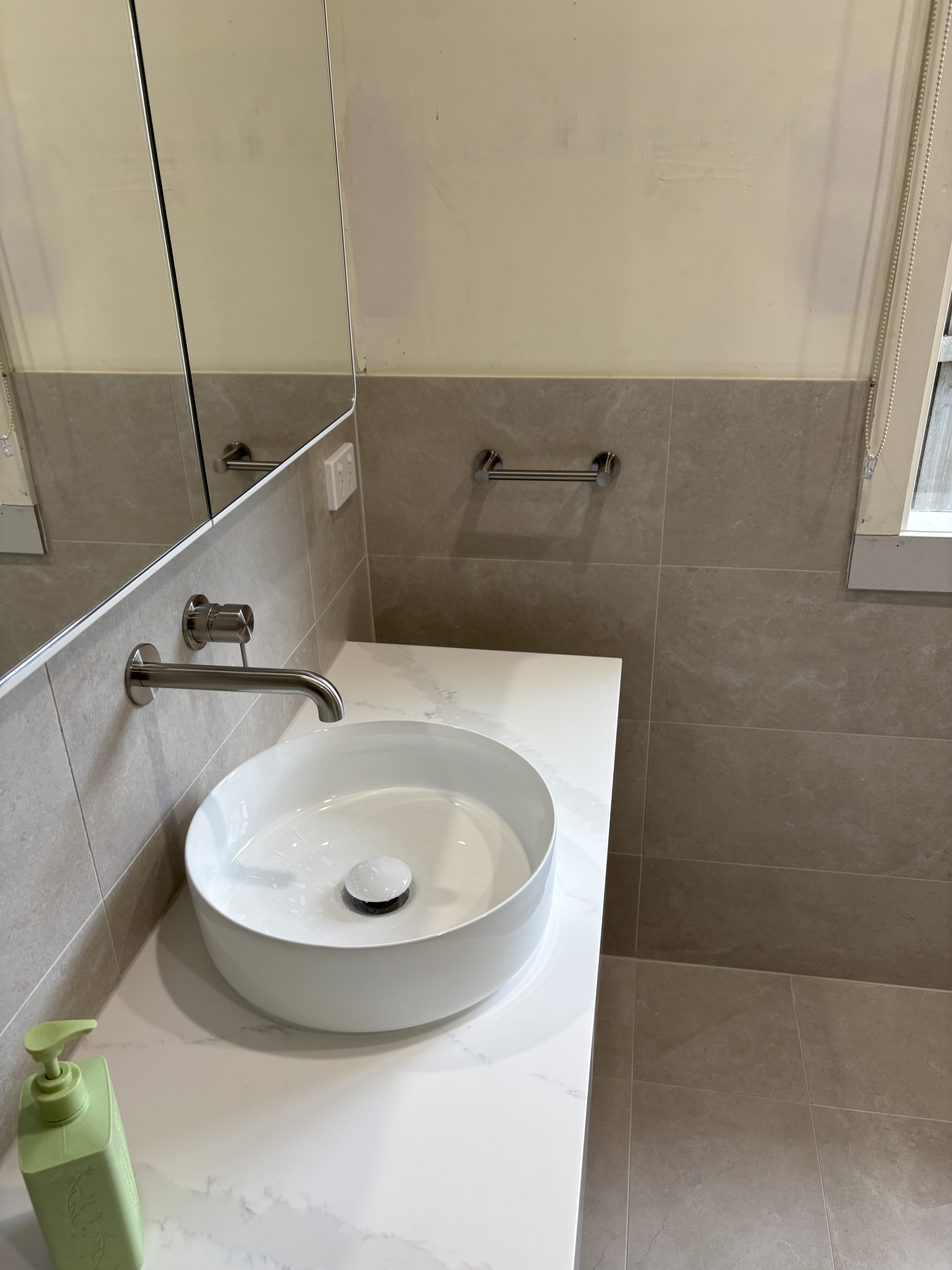 Warm Stone Floating Vanity Bathroom photo 4
