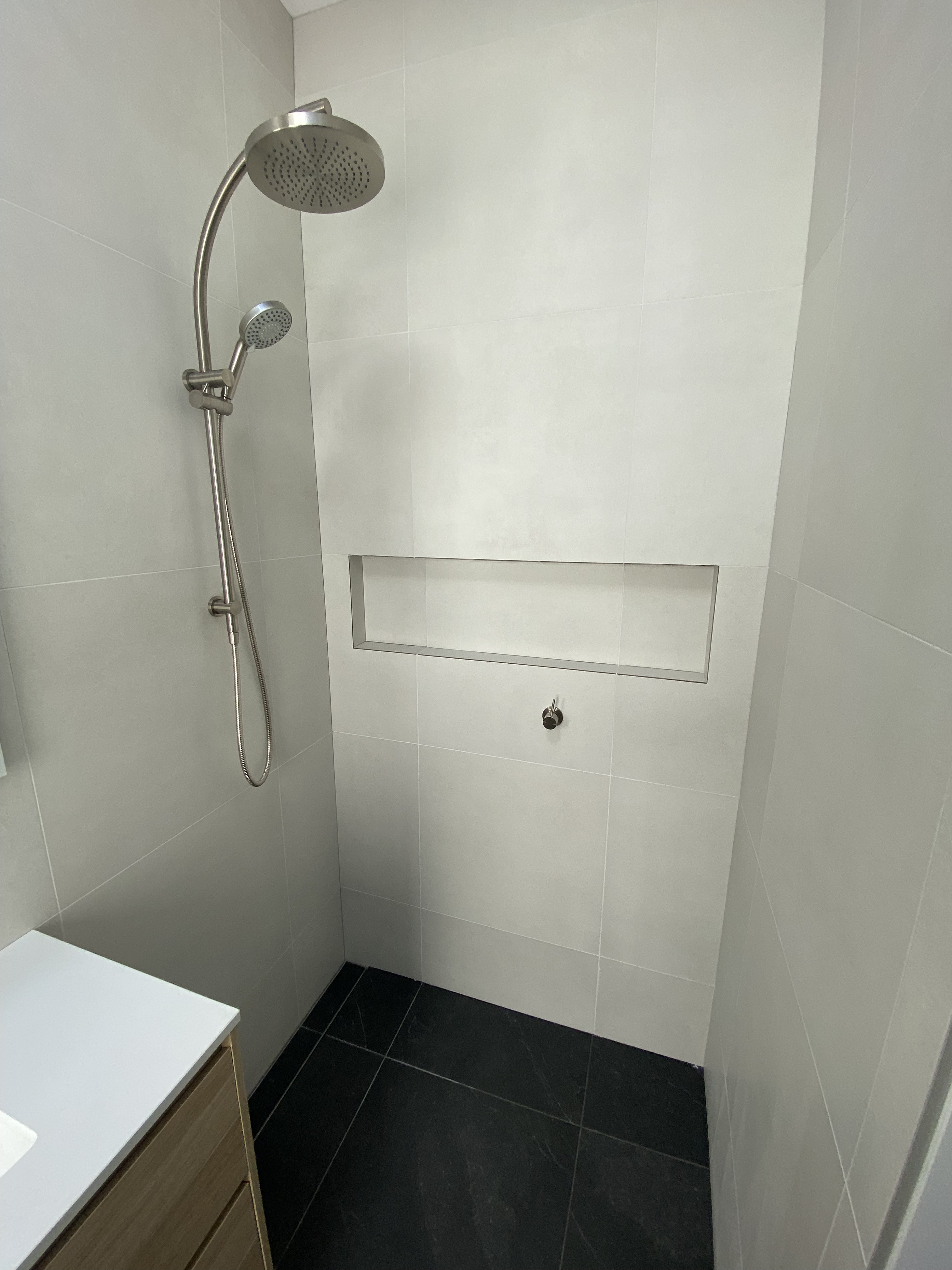Charcoal Floor & Oak Vanity Bathroom photo 3