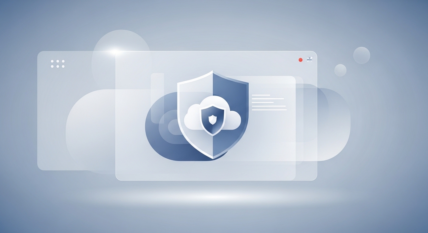 A modern, minimalistic illustration of a secure cloud icon integrated into a sleek digital interface A modern, minimalistic illustration of a secure cloud icon integrated into a sleek digital interface