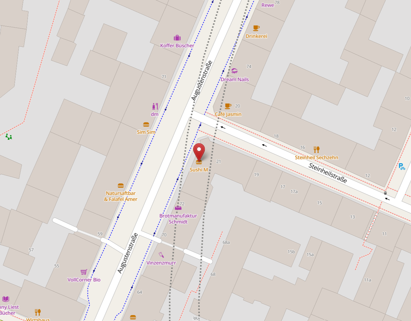 Static map for Steinheilstraße 21, Munich