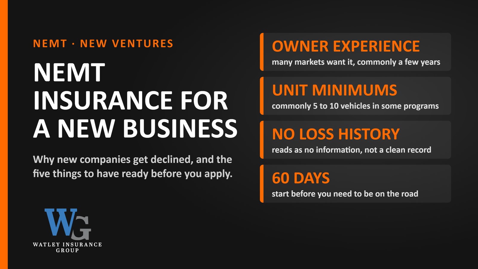 Why Can't a New NEMT Company Get Insurance? What Underwriters Want From a New Business