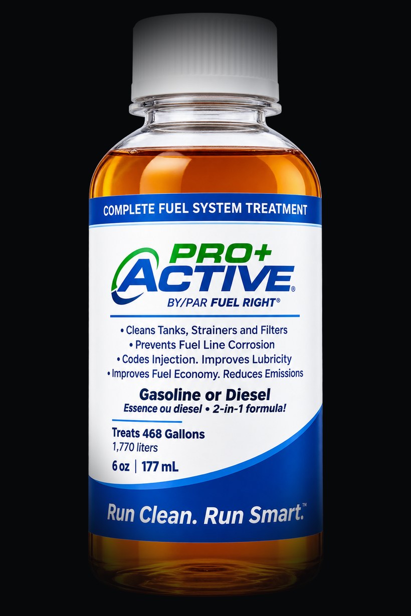 Botella de PRO+ ACTIVE by Fuel Right de 6 oz, trata 468 galones